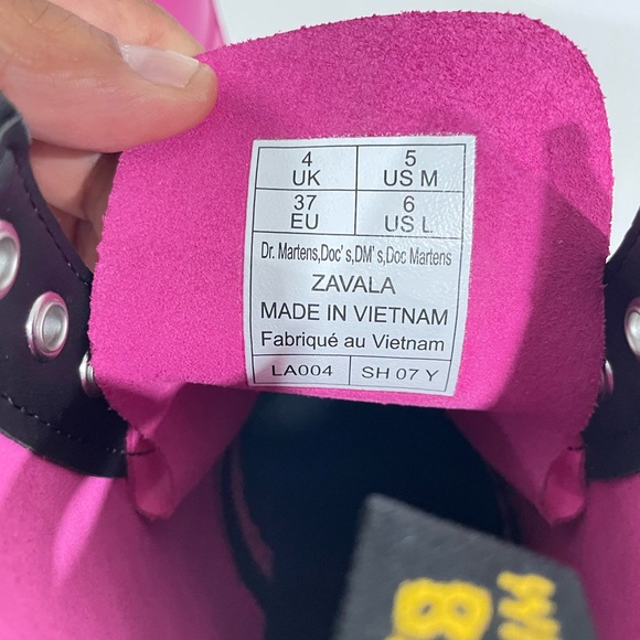 Dr Martens Zavala Pink Combat Boots Women Sz 6 - Picture 3 of 9